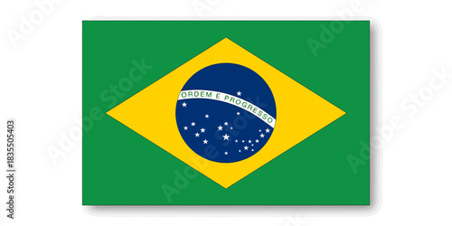Brazilian National Flag Illustration Featuring Green Yellow and Blue Colors Representing South American Country Brazil