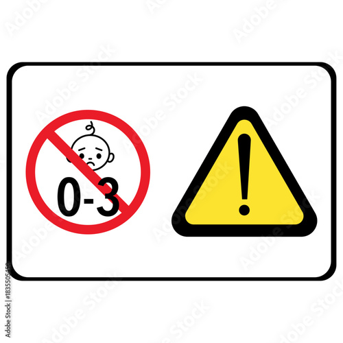 Choking hazard forbidden sign sticker not suitable for children under 3 years vector