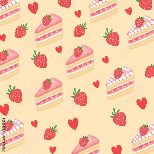 Cute Strawberry Cake Pattern