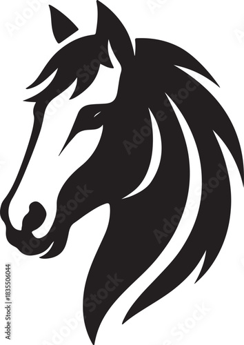 PrintStylized black silhouette of a horse head profile