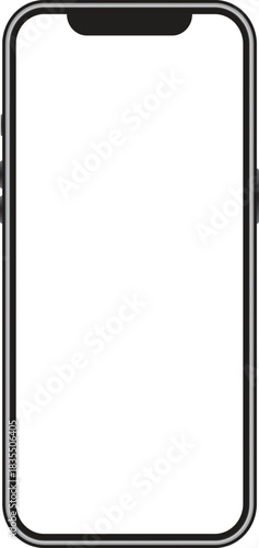 Modern smartphone frame mockup vector, blank mobile screen template for customization and design