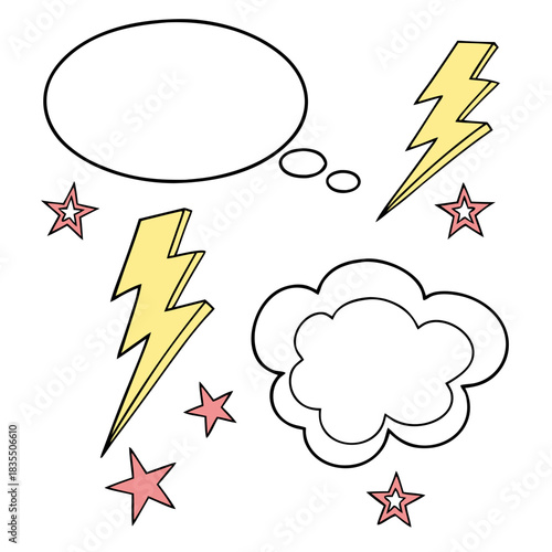 Hand-Drawn Comic Speech Bubbles – Doodle Chat Balloon Vector Set – Doodle Comic Chat Balloons – Hand-Sketched Speech and Thought Bubble Vector Pack – set of comic speech bubbles – Talk bubble 