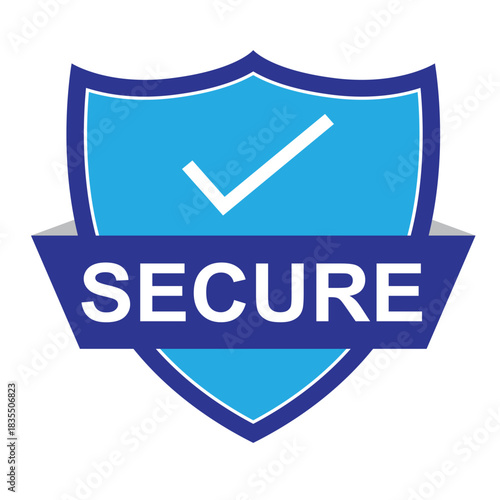 Secure Shield Badge Icon – Blue Security Checkmark Emblem for Safety, Protection, Privacy, and Verified Access Systems