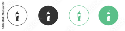 Milkshake icons silhouettes set isolated pack