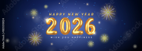 Golden 2026 New Year Celebration With Fireworks And Sparkling Lights For Happiness