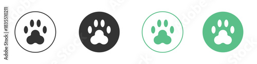 Paw icons silhouettes set isolated pack