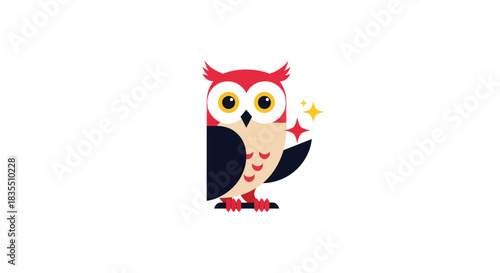 Geometric owl with stars