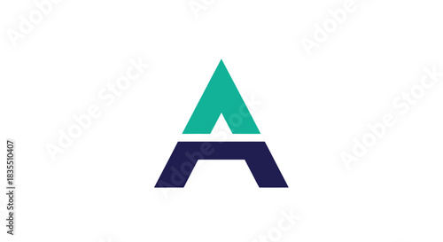 Abstract two-tone teal & navy 'A' logo, simple, geometric on white