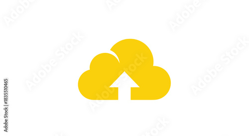 Yellow cloud with an upward arrow on white