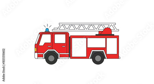 Cartoon fire truck with ladder