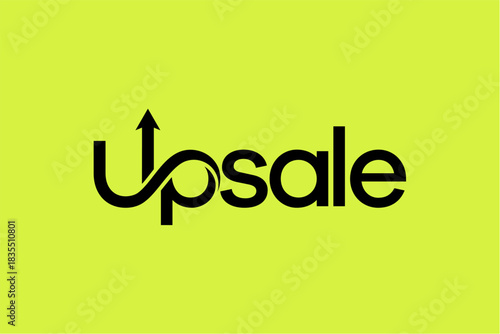Upsale word logo with upward arrow graphic.