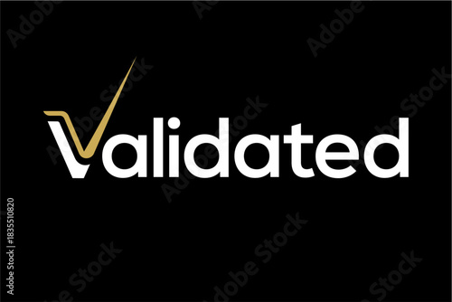 Validated word logo with a stylized golden checkmark symbol.