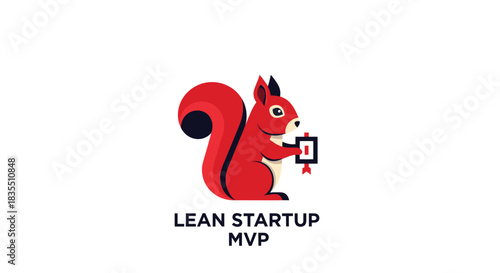 Graphic of a red squirrel holding a flag