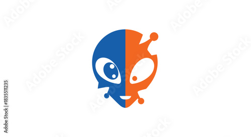 Split-color alien head with antenna