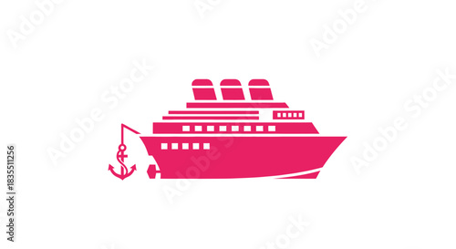 Pink cruise ship icon