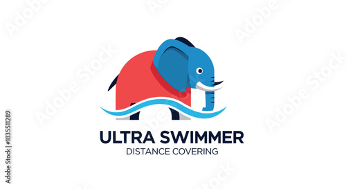 Stylized elephant with waves