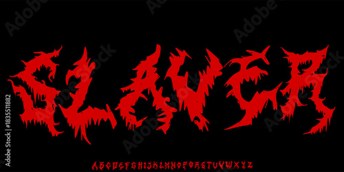 tribal aggressive font design featuring razor sharp, chaotic strokes. perfect for metal, streetwear, and extreme apparel print