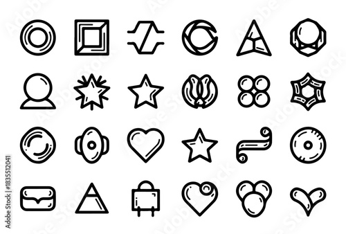 Modern minimalist fat line art icons collection