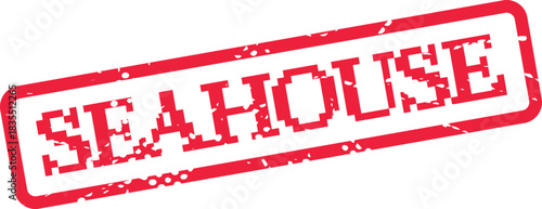 Authentic red grunge Seahouse rubber stamp impression for property or real estate documentation