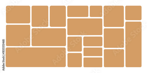 Set of photos or pictures frame collage template with rounded comic frame style