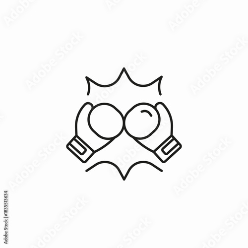 gloves punching collision icon sign vector