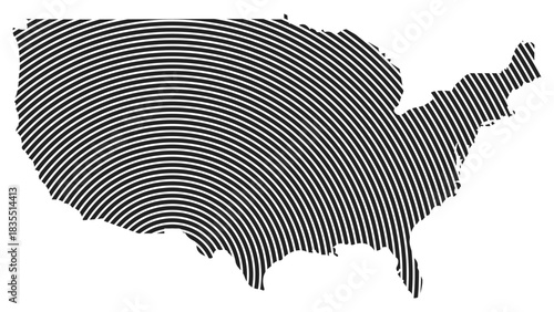 United States of America map icon. Spiral lines country map - vector illustrations.