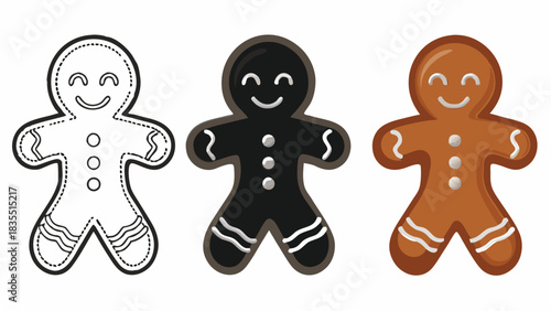 Festive gingerbread men trio: outline, dark, and classic for holiday fun and creative Christmas baking ideas
