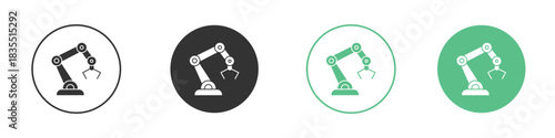 Robot arm icons silhouettes set isolated pack