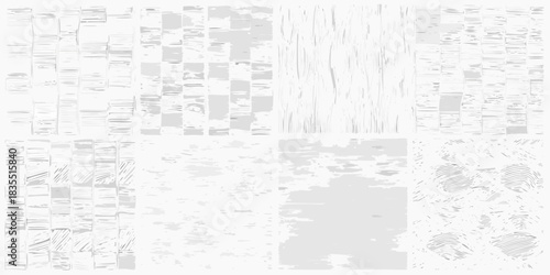 Collection of eight abstract white and gray textures for backgrounds and designs
