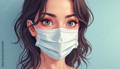 Woman with sheet mask looking at camera with relaxed expression  