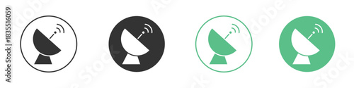 Satellite dish icons silhouettes set isolated pack