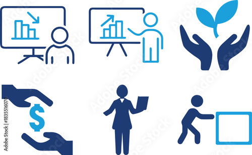 Business Coaching and Team Development Icons Set