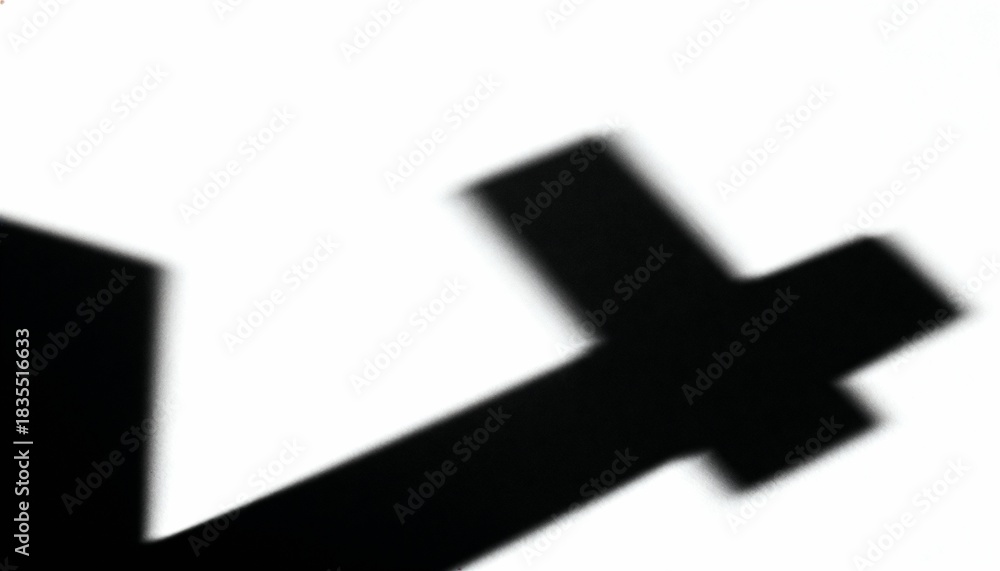 Fototapeta premium High contrast abstract geometric cross shadow on white