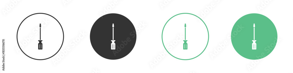 Fototapeta premium Screwdriver icons silhouettes set isolated pack