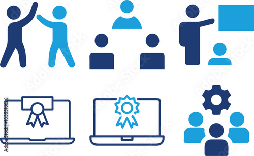 Corporate Teamwork and Collaboration Icons Set