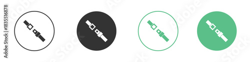 Seatbelt icons silhouettes set isolated pack