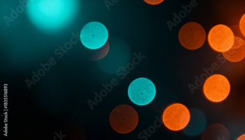 Abstract teal and orange bokeh night lights