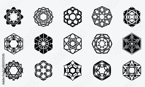 Abstract Logo Symbols & Geometric Icons Set – Decorative Shapes, Laurels & Arrows Vector Pack