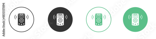 Smart speaker icons silhouettes set isolated pack