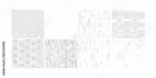 Eight abstract white and gray grunge texture backgrounds set