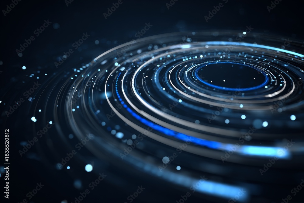 Obraz premium Dynamic Abstract Technology Concept with Shimmering Circles