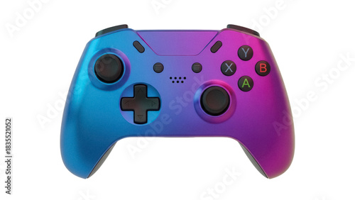 Gradient gaming controller PNG isolated on transparent background, modern gamepad for video games and console entertainment