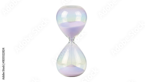 Elegant iridescent hourglass PNG isolated on transparent background, time management concept for deadlines and productivity