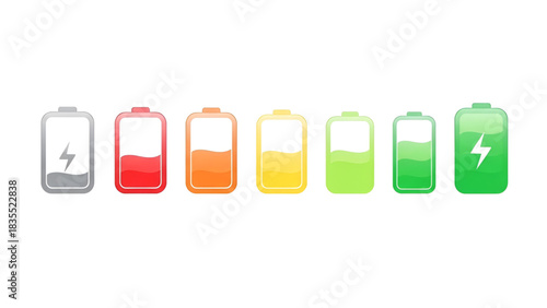 Battery charge level indicator icons set energy power status vector art