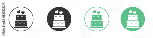 Wedding cake icons silhouettes set isolated pack