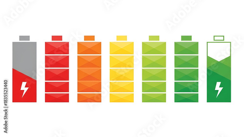 Battery charge level indicator icon set energy power status technology
