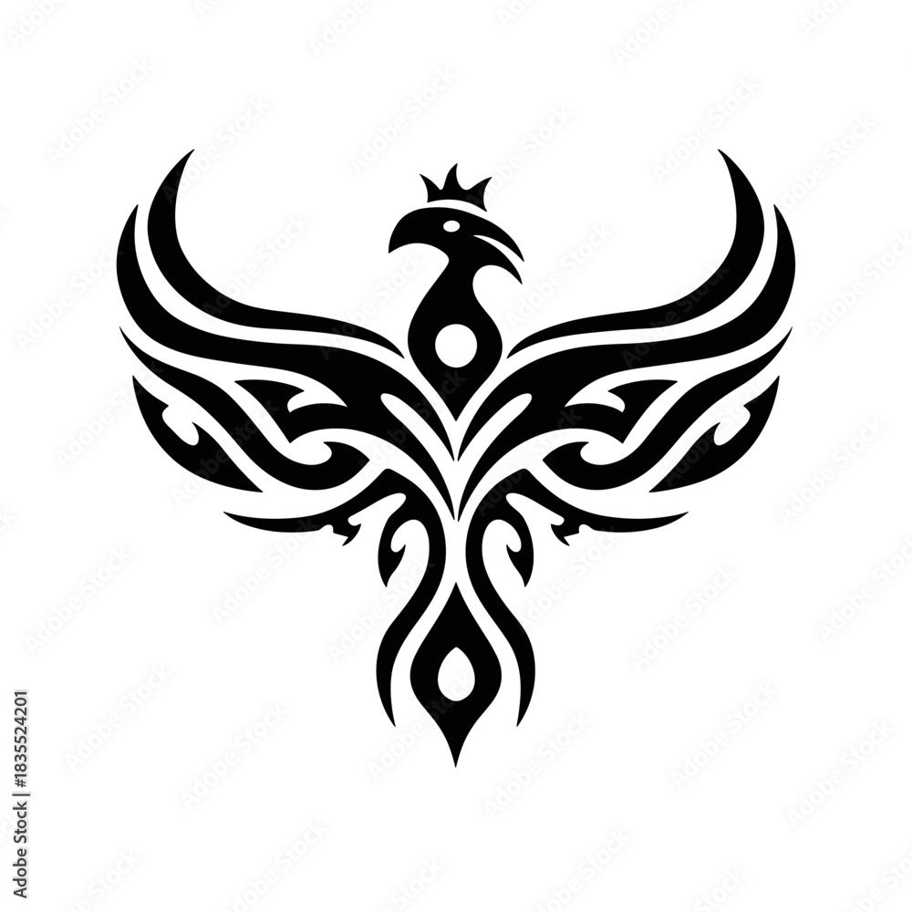 Naklejka premium Phoenix symbol artistic design tattoo art creative studio minimalist approach transformation concept