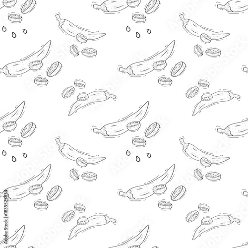 Hand drawn chili pepper seamless pattern, hot chili pattern vintage background
