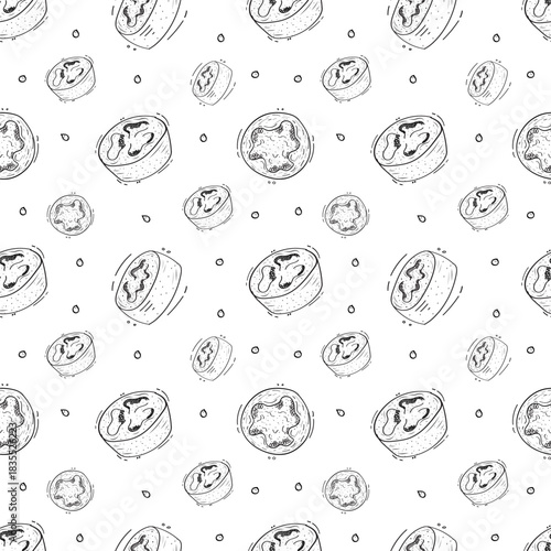 Hand drawn chili pepper seamless pattern, hot chili pattern vintage background