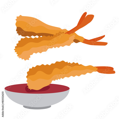 Tempura Japanese seafood dish vector.